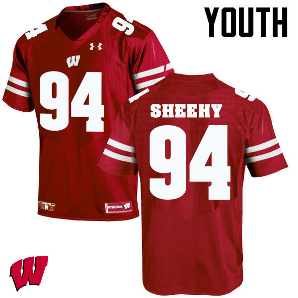 Wisconsin Badgers Youth #94 Conor Sheehy NCAA Under Armour Authentic Red College Stitched Football Jersey YR40V15TF